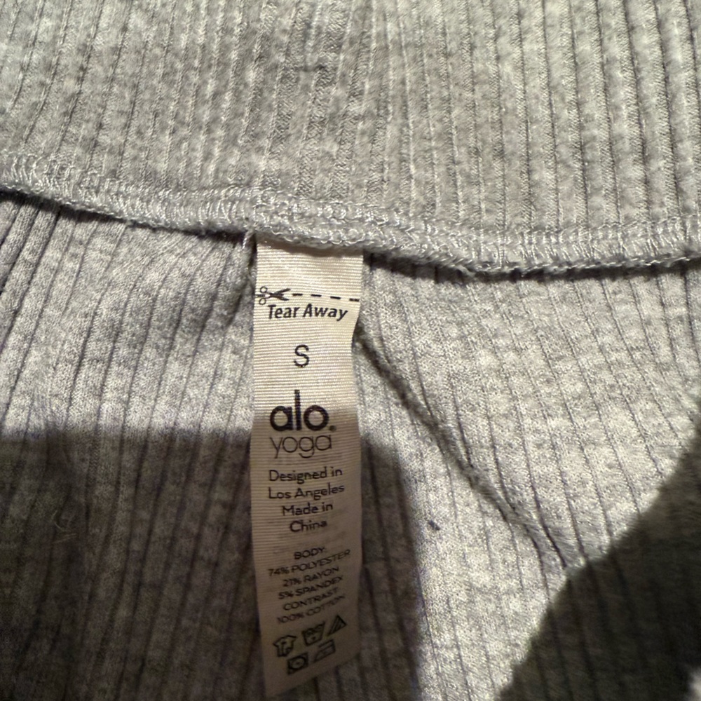Alo Grey Ribbed Joggers - Picture 3 of 5